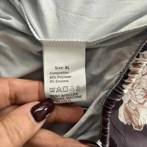 Pajamas Women's Sz XL Floral Multicolor 2-Piece Set Elastic Waist Comfy Soft - Picture 4 of 6